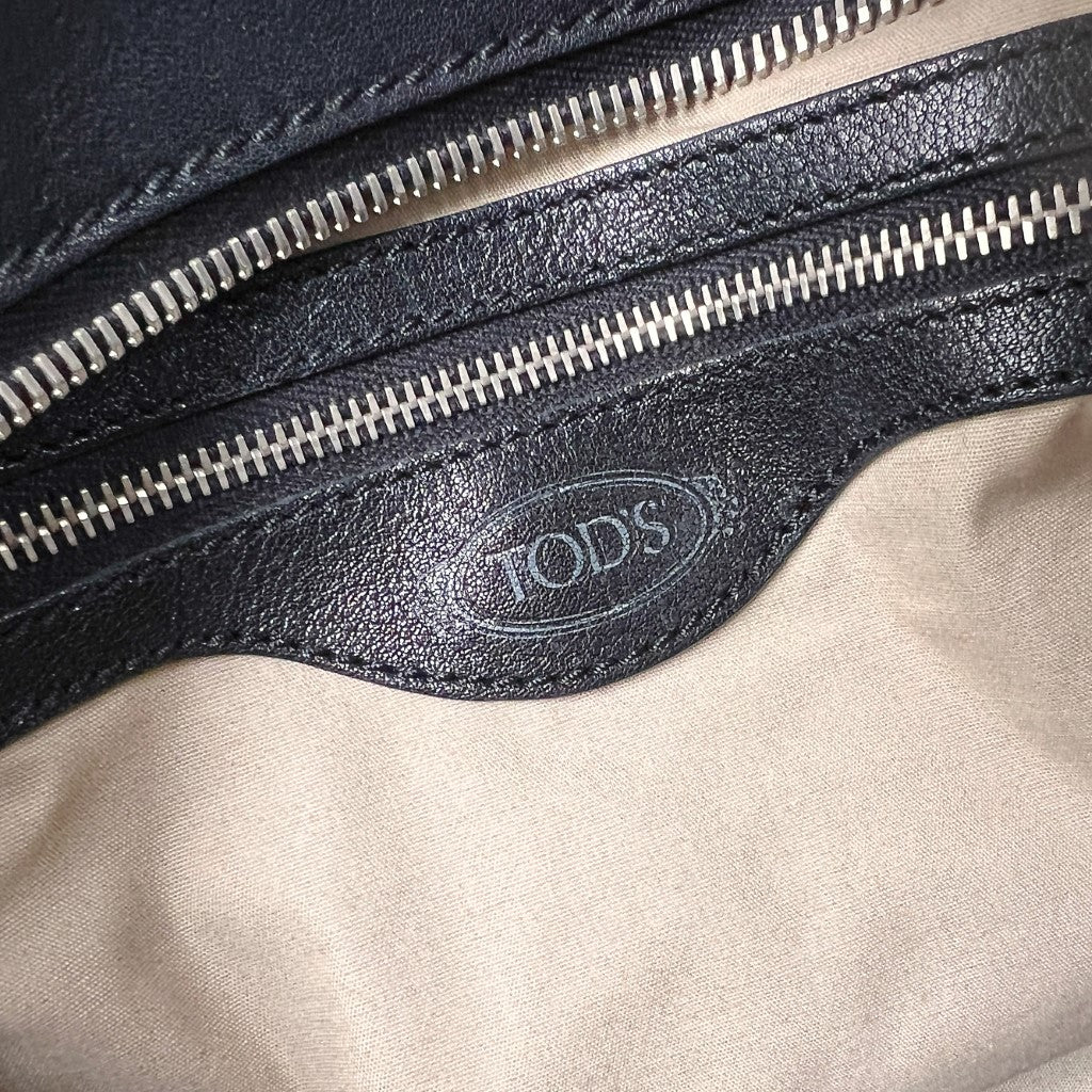 Tod's Black Leather Boston Tote Bag Excellent
