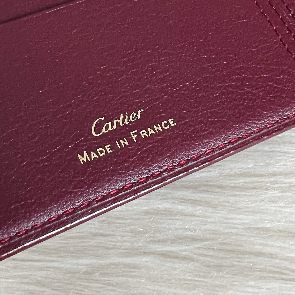 Cartier Unisex Signature Burgundy Coin Wallet Bi-fold Wallet Like New