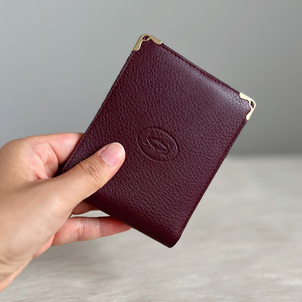 Cartier Unisex Signature Burgundy Coin Wallet Bi-fold Wallet Like New