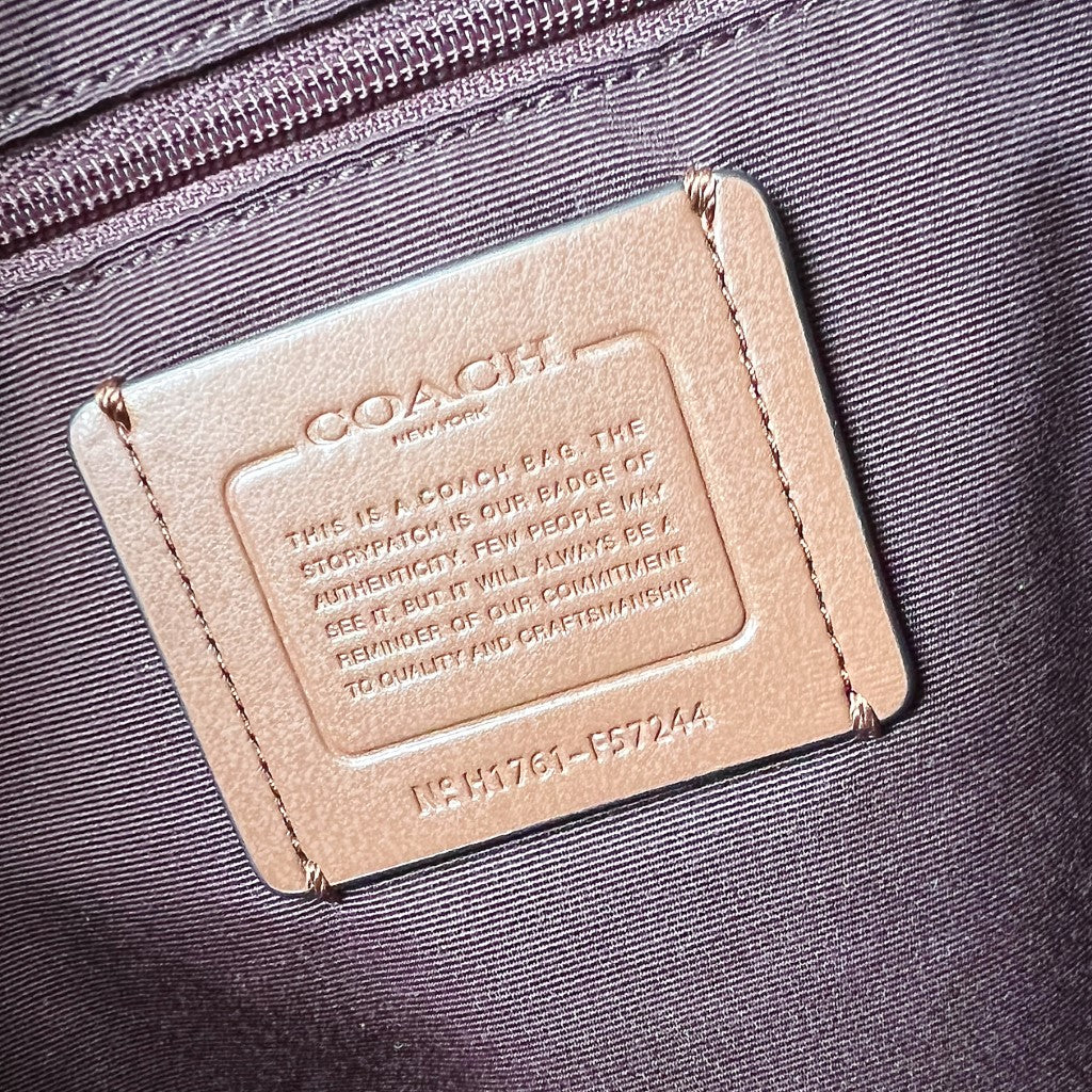 Coach Burgundy Leather Front Logo Patchwork 2 Way Shoulder Bag Excellent