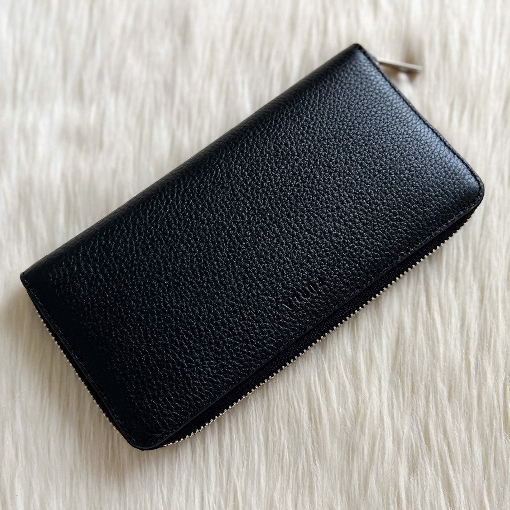 Furla Black Leather Zip Compartment Long Wallet Like New