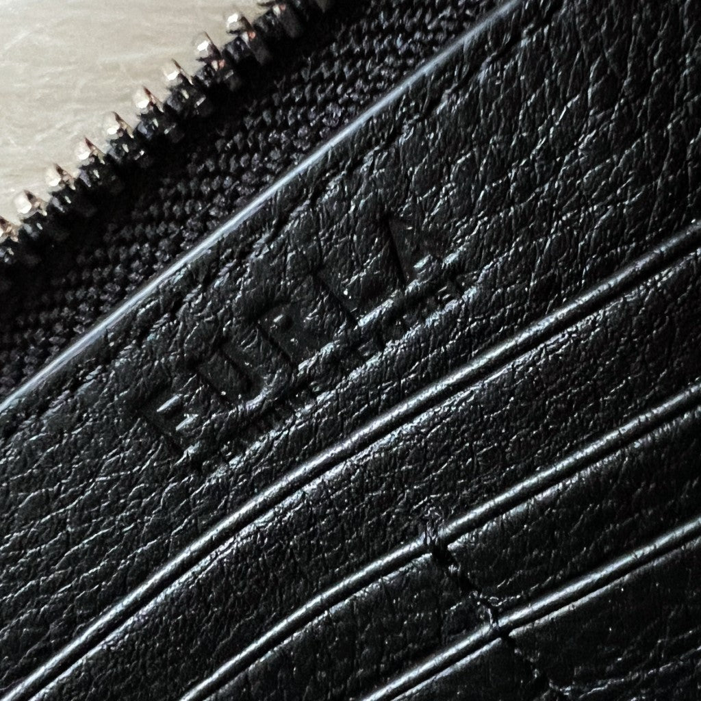 Furla Black Leather Zip Compartment Long Wallet Like New