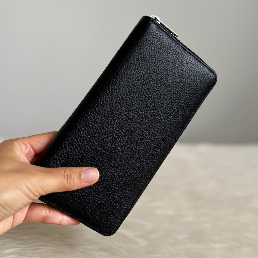 Furla Black Leather Zip Compartment Long Wallet Like New