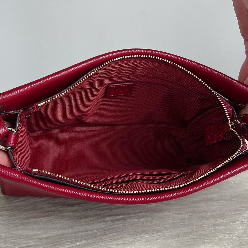 Furla Burgendy Leather Front Logo Crossbody Shoulder Bag Like New
