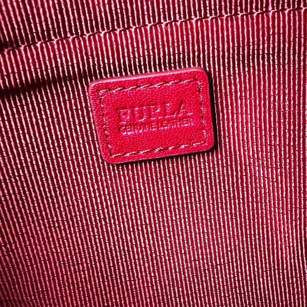 Furla Burgendy Leather Front Logo Crossbody Shoulder Bag Like New