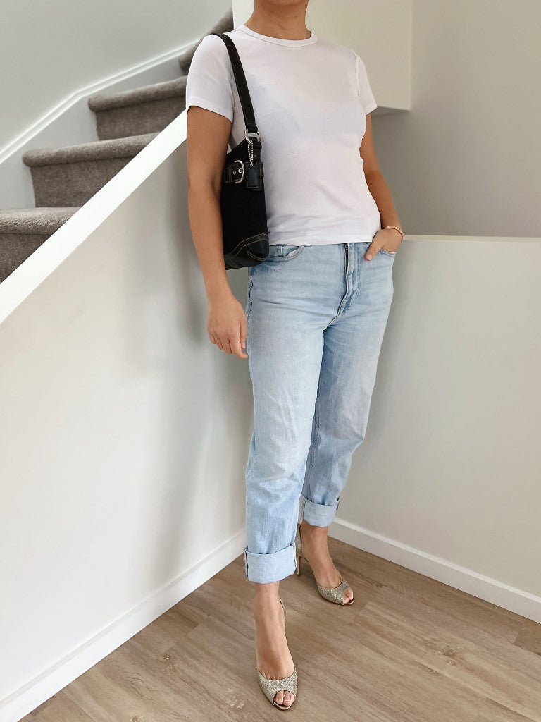 Coach Black Leather Monogram Double Buckle Shoulder Bag Like New