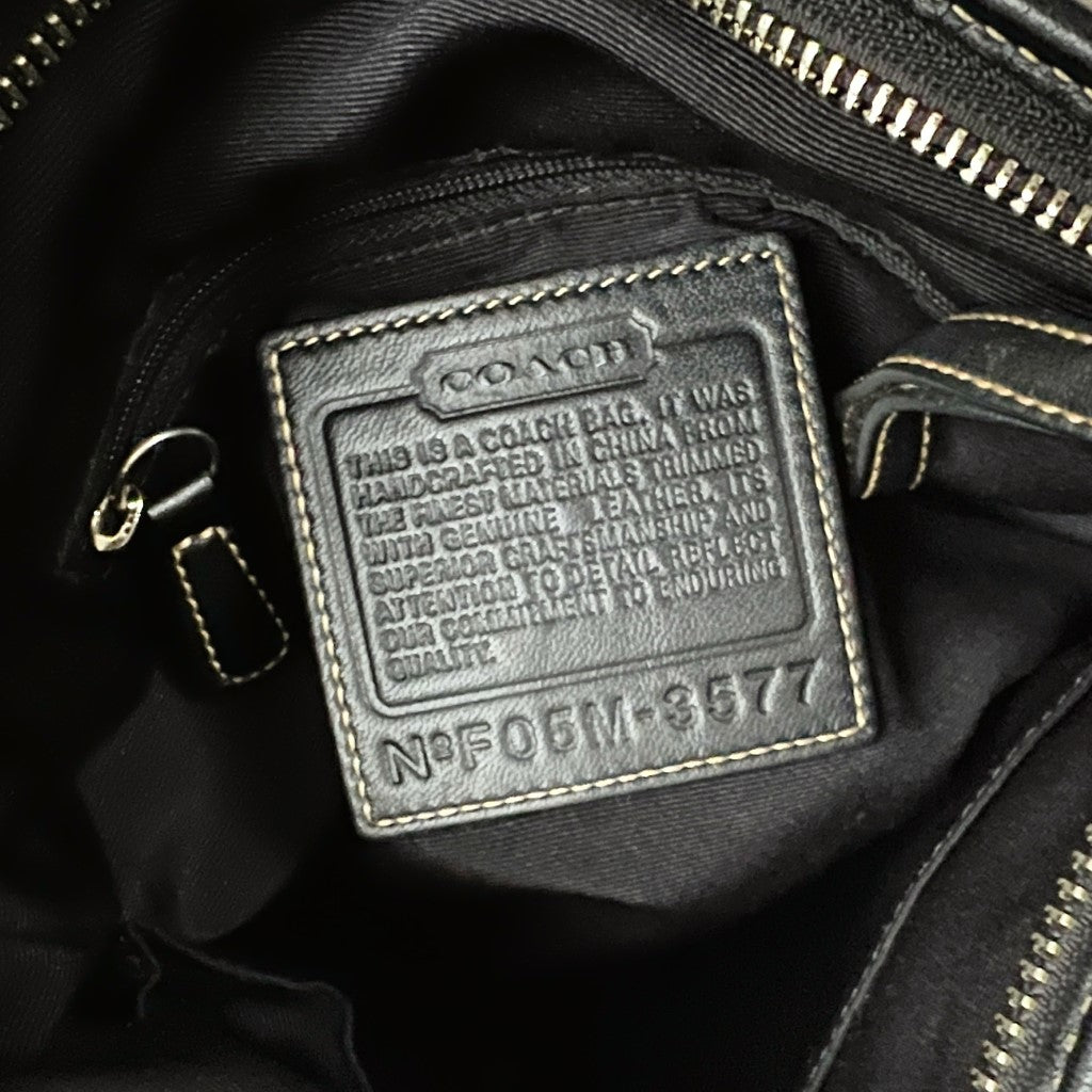 Coach Black Leather Monogram Double Buckle Shoulder Bag Like New