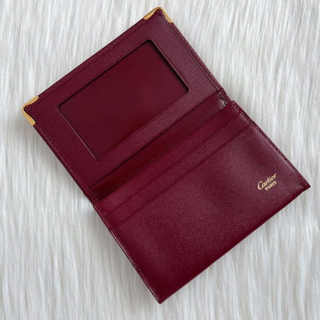Cartier Unisex Signature Burgundy Bi-fold Card Holder Wallet Like New