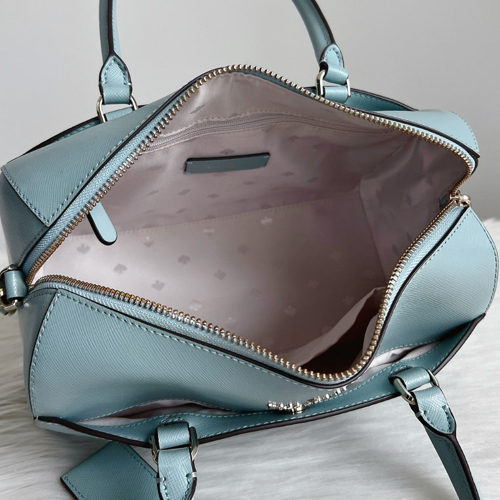 Kate Spade Mint Leather Front Logo Boston 2 Way Shoulder Bag Like New