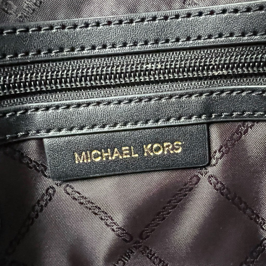 Michael Kors Black Leather Front Logo Alma 2 Way Shoulder Bag Like New