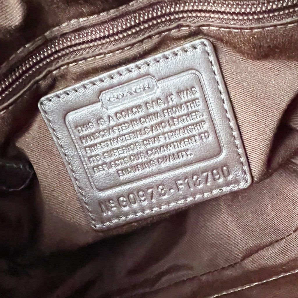 Coach Gold Leather Monogram Scarf Detail Crossbody Shoulder Bag Excellent
