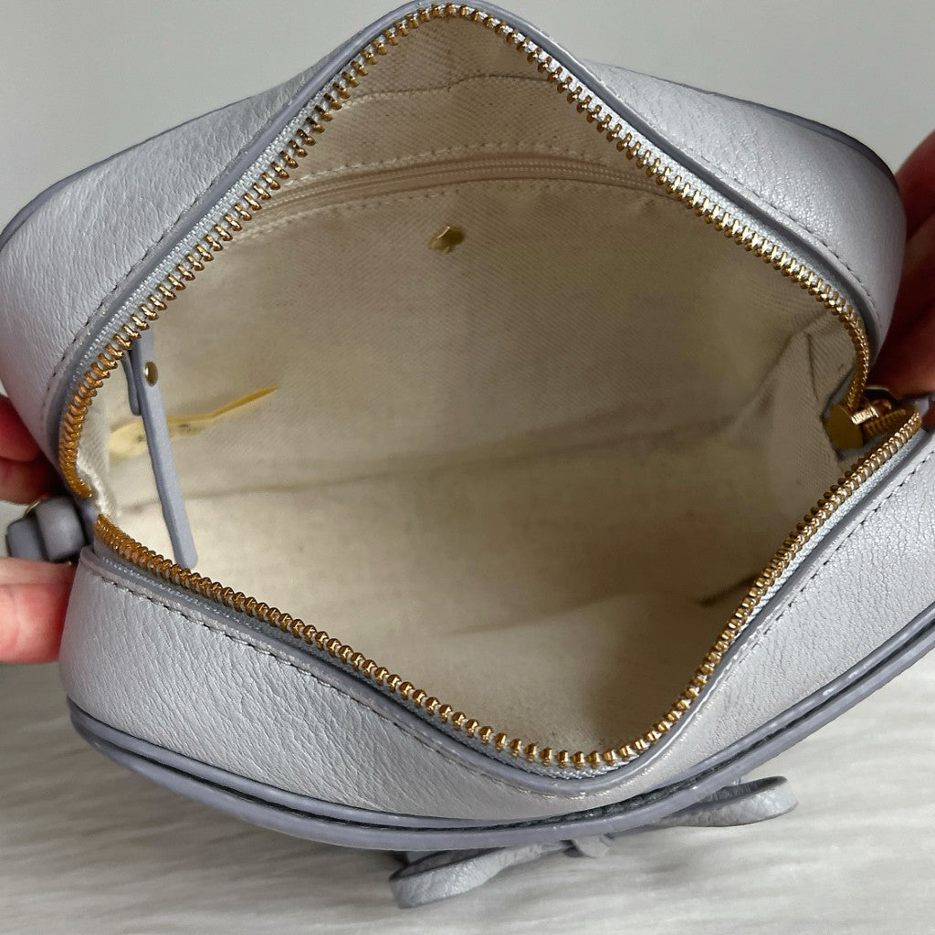 Kate Spade Grey Leather Front Bow Detail Crossbody Shoulder Bag Like New