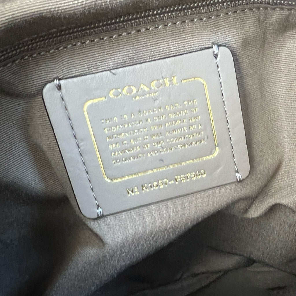 Coach Tri-Tone Leather Front Logo Slouchy 2 Way Shoulder Bag Excellent