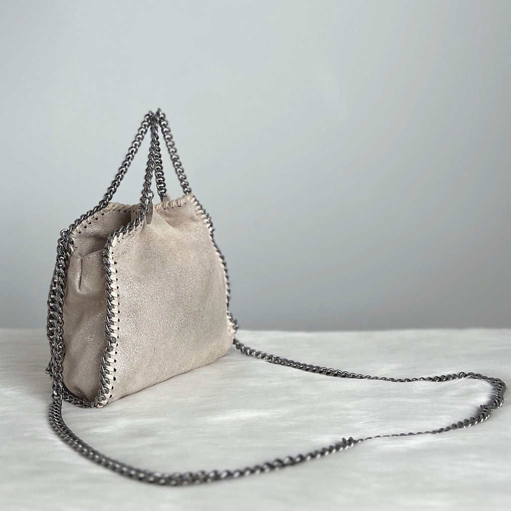 Stella Mccartney Metallic Beige Signature Falabella Mini 2 Way Shoulder Bag Excellent