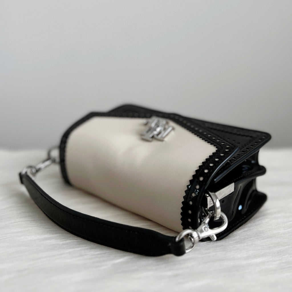 Ralph Lauren Two Tone Leather Front Logo Mini 2 Way Shoulder Bag Like New