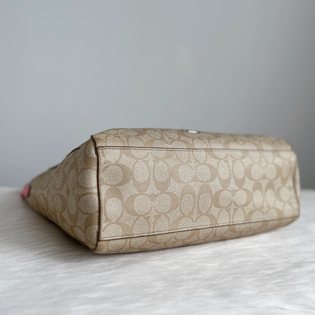 Coach Pink Leather Monogram Slouchy 2 Way Shoulder Bag Like New