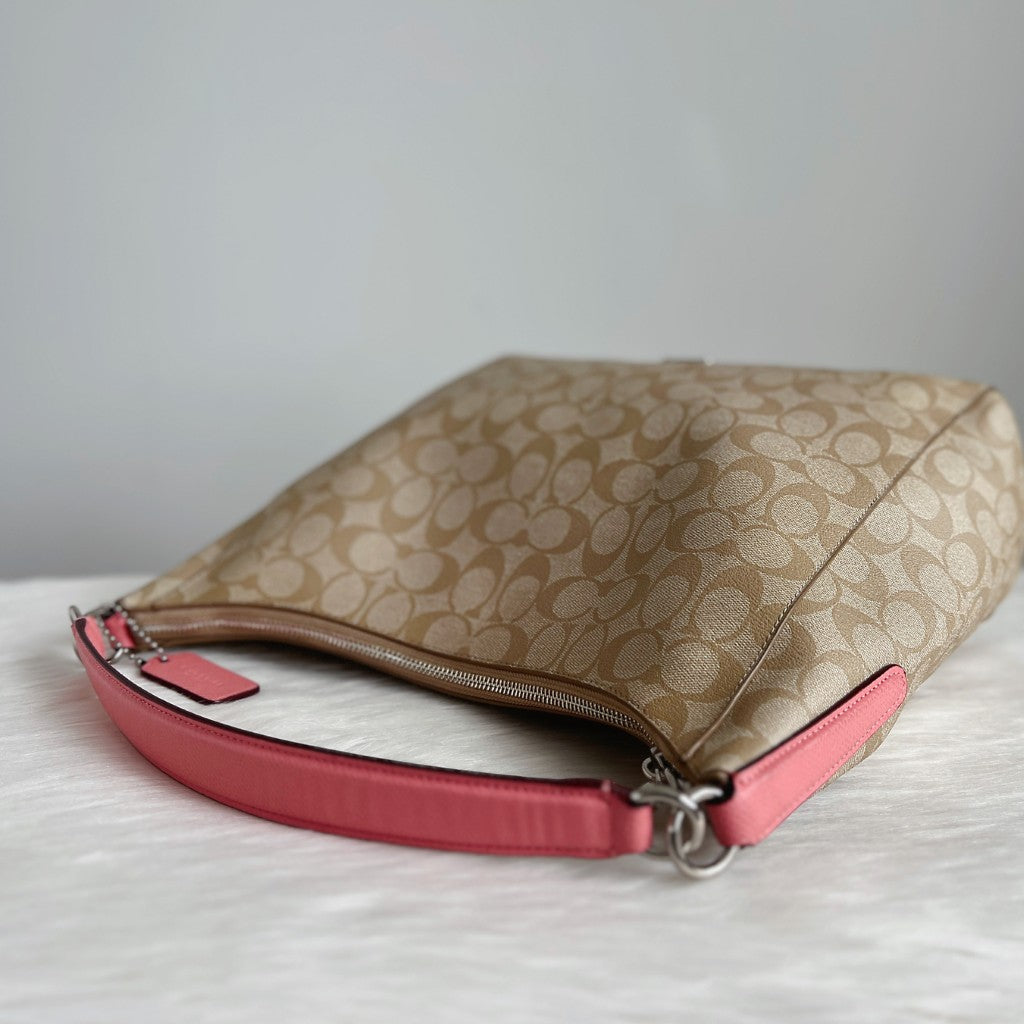 Coach Pink Leather Monogram Slouchy 2 Way Shoulder Bag Like New