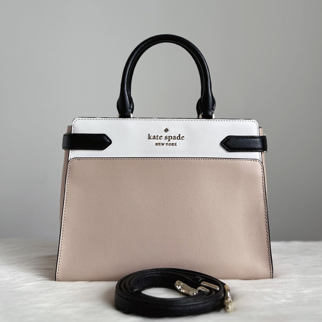 Kate Spade Tri-Tone Leather Front Logo 2 Way Shoulder Bag Like New