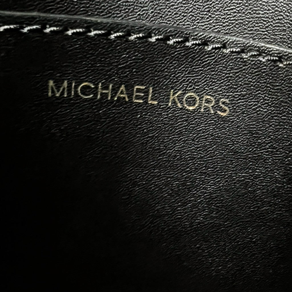 Michael Kors Black Leather Front Logo MK Charm 2 Way Shoulder Bag Like New