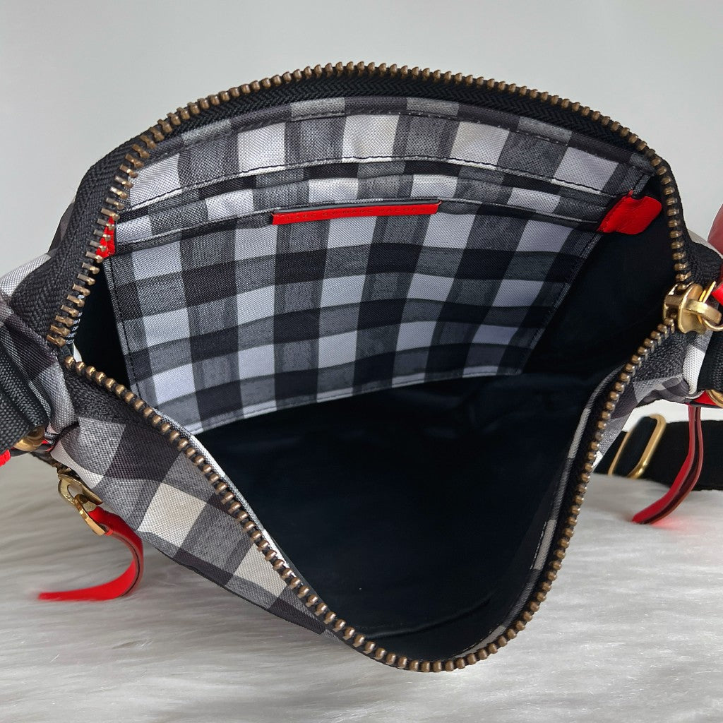Marc Jacobs Check Pattern Front Detail Crossbody Shoulder Bag Like New