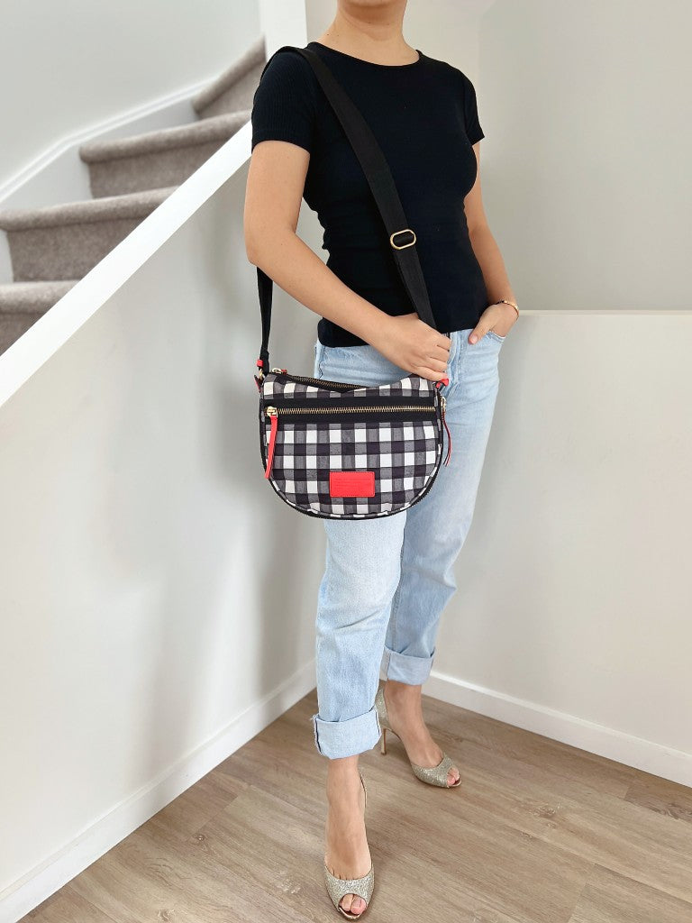 Marc Jacobs Check Pattern Front Detail Crossbody Shoulder Bag Like New