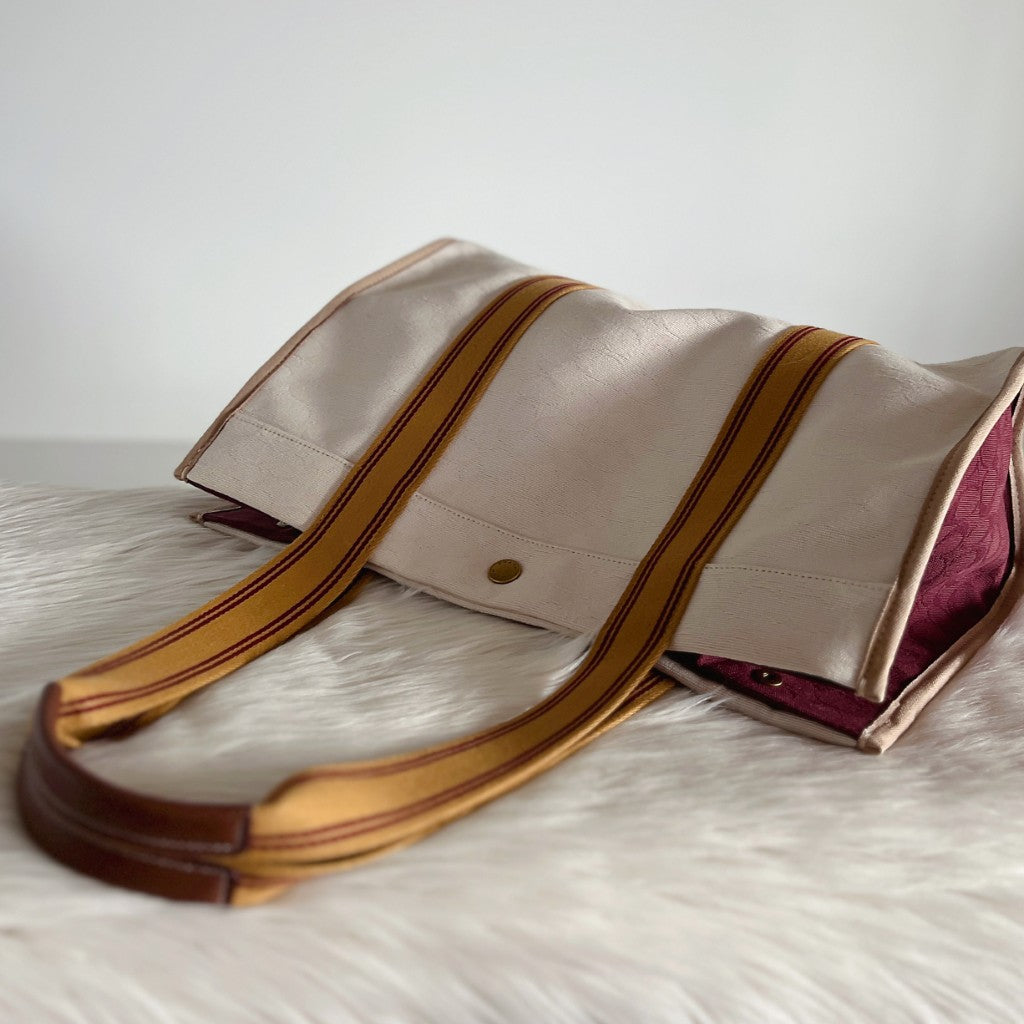 Coach Monogram Stripe Detail Book Tote Large Shoulder Bag Like New