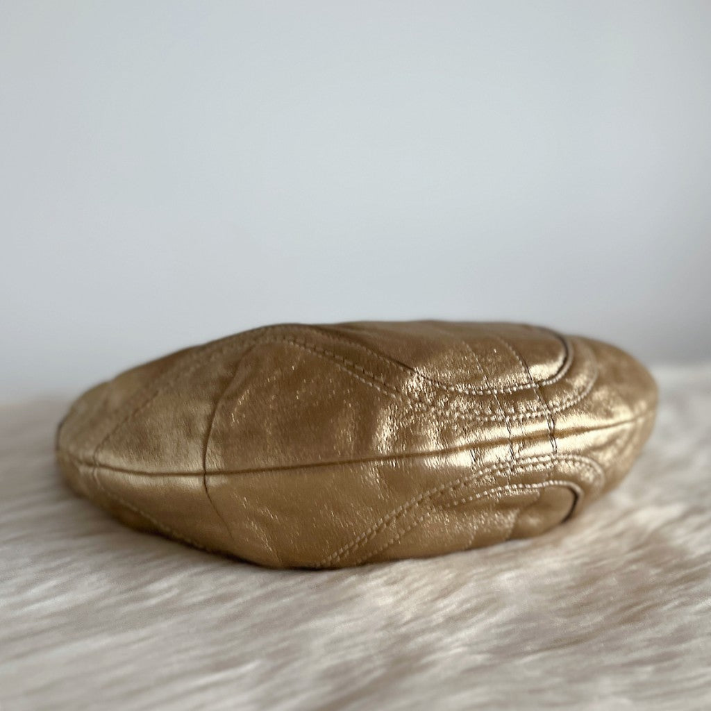 Coach Gold Leather Half Moon Slouchy Shoulder Bag