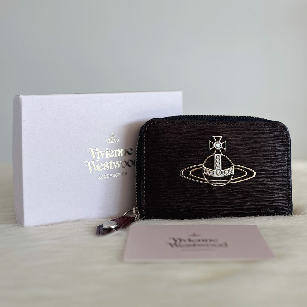 Vivienne Westwood Black Leather Zipped Card Holder Wallet Excellent