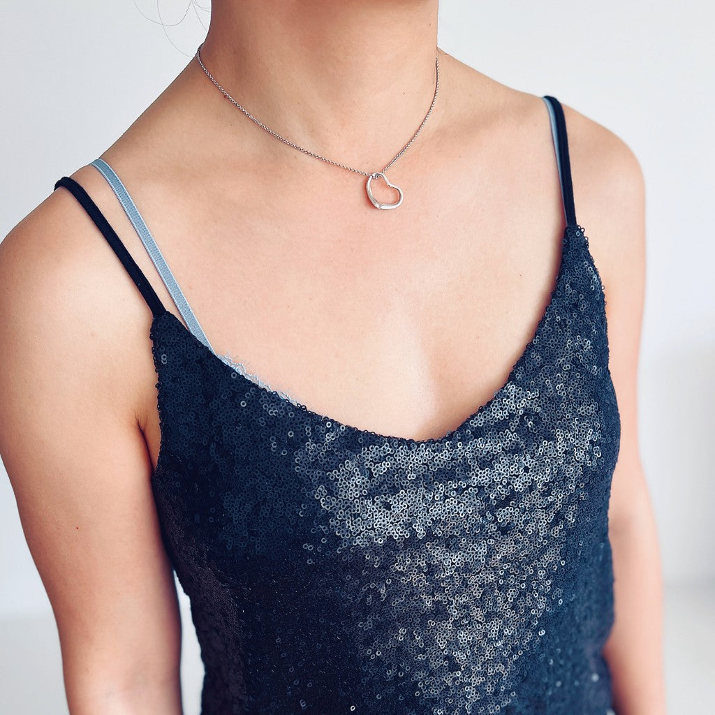 Tiffany & Co. Elsa Peretti 925 Silver Open Heart Necklace Excellent