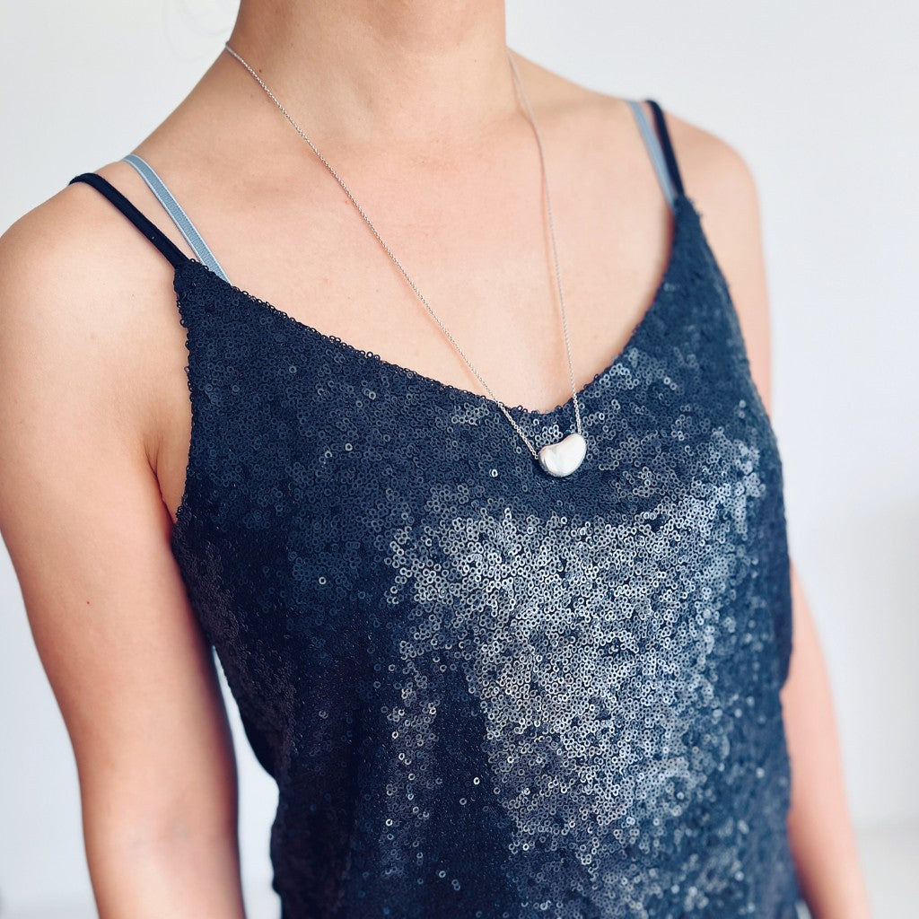 Tiffany & Co. Elsa Peretti 925 Silver Tiffany Bean Long Necklace Excellent