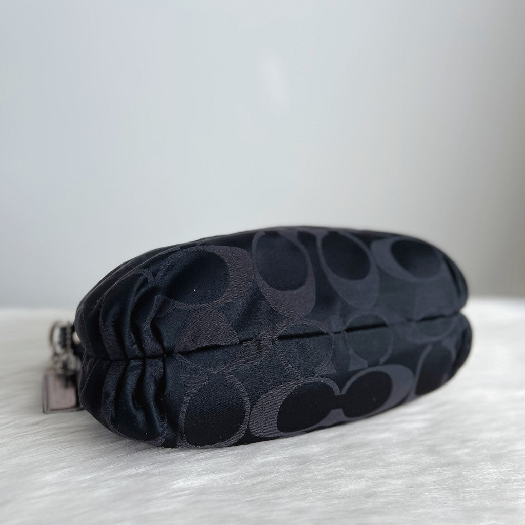 Coach Black Monogram Front Zip Pocket Tote Bag
