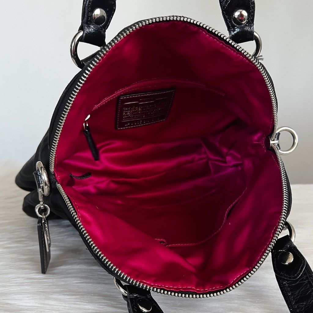 Coach Black Monogram Front Zip Pocket Tote Bag