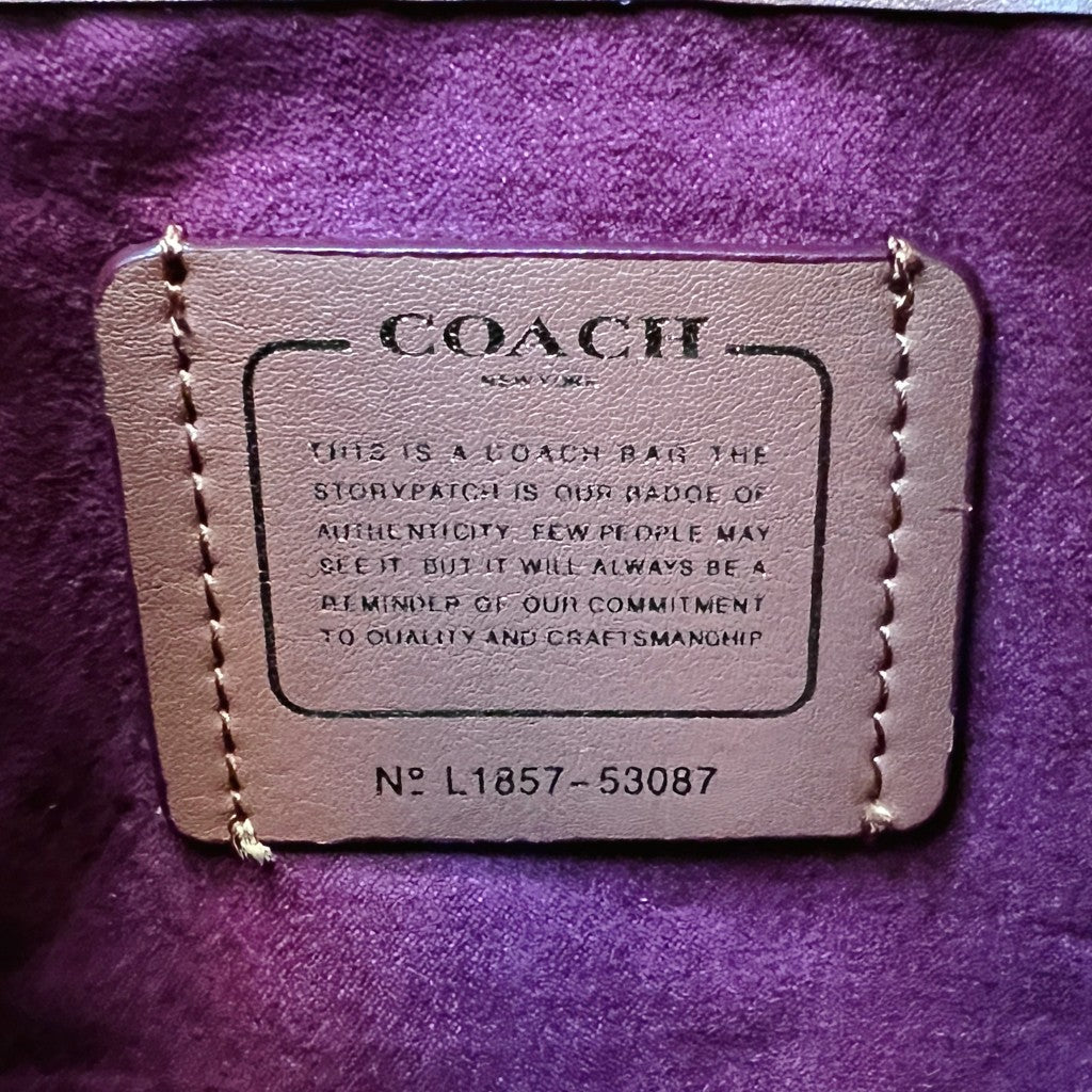 Coach Cinnamon Leather Floral Monogram Chain Backpack Like New