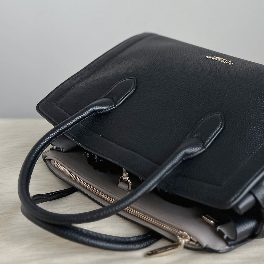 Kate Spade Black Leather Double Compartment 2 Way Shoulder Bag Like New