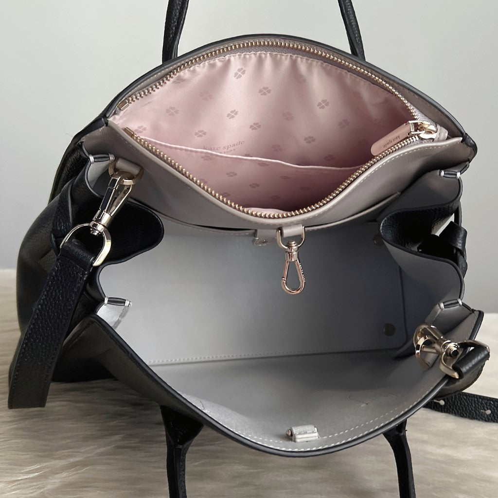 Kate Spade Black Leather Double Compartment 2 Way Shoulder Bag Like New