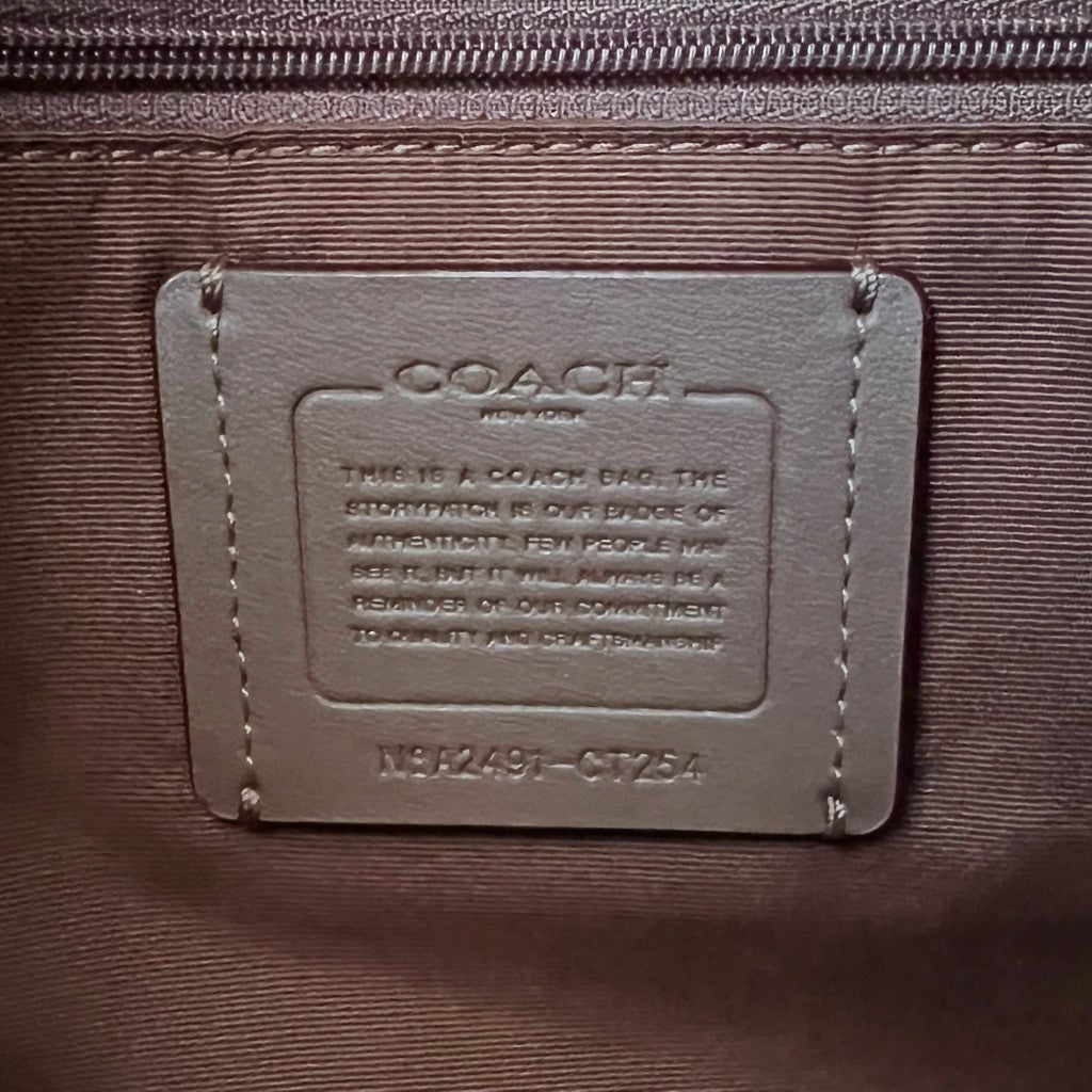 Coach Caramel Leather Monogram Signature Pattern Carryall Shoulder Bag Like New