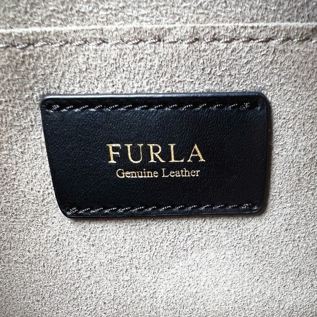 Furla Two Tone Leather Drawstring Bucket 2 Way Shoulder Bag Like New