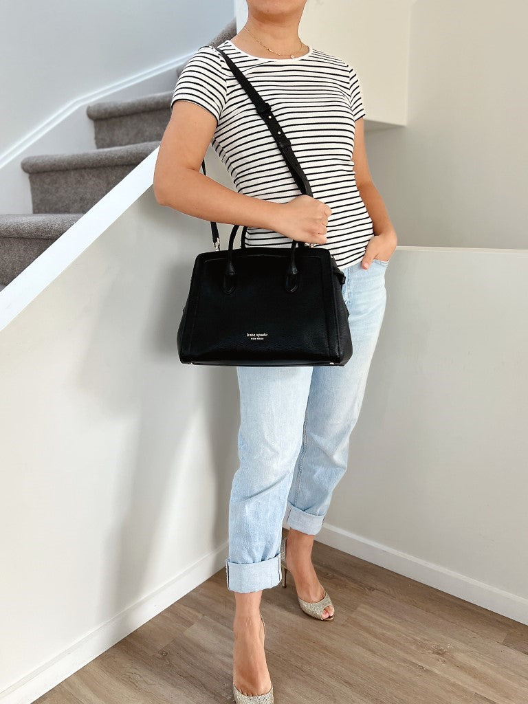 Kate Spade Black Leather Double Compartment 2 Way Shoulder Bag Like New