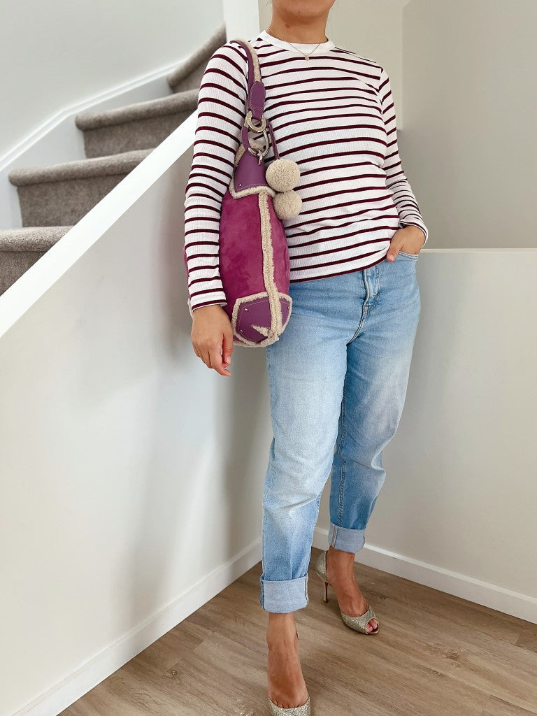 Bally Lavender Suede Pon Pon Detail Slouchy Shoulder Bag + Pouch