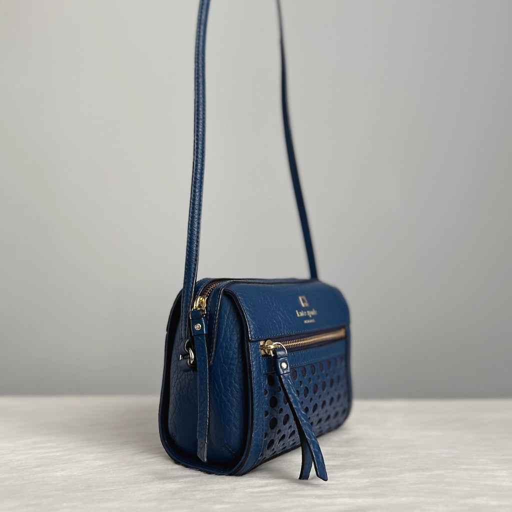 Kate Spade Navy Leather Front Detail Shoulder Bag Like New