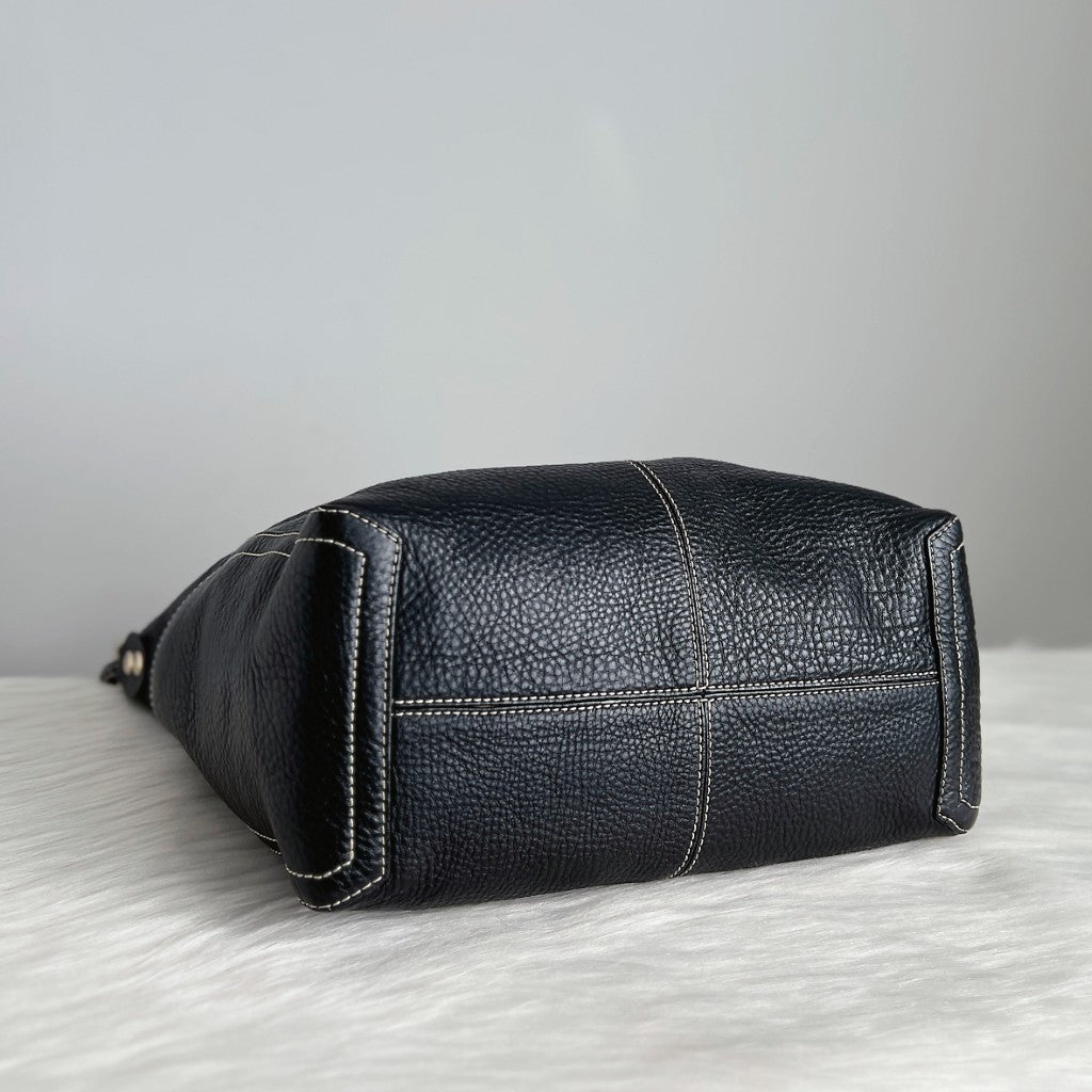 Kate Spade Black Leather Slouchy Tassel Charm 2 Way Shoulder Bag Like New