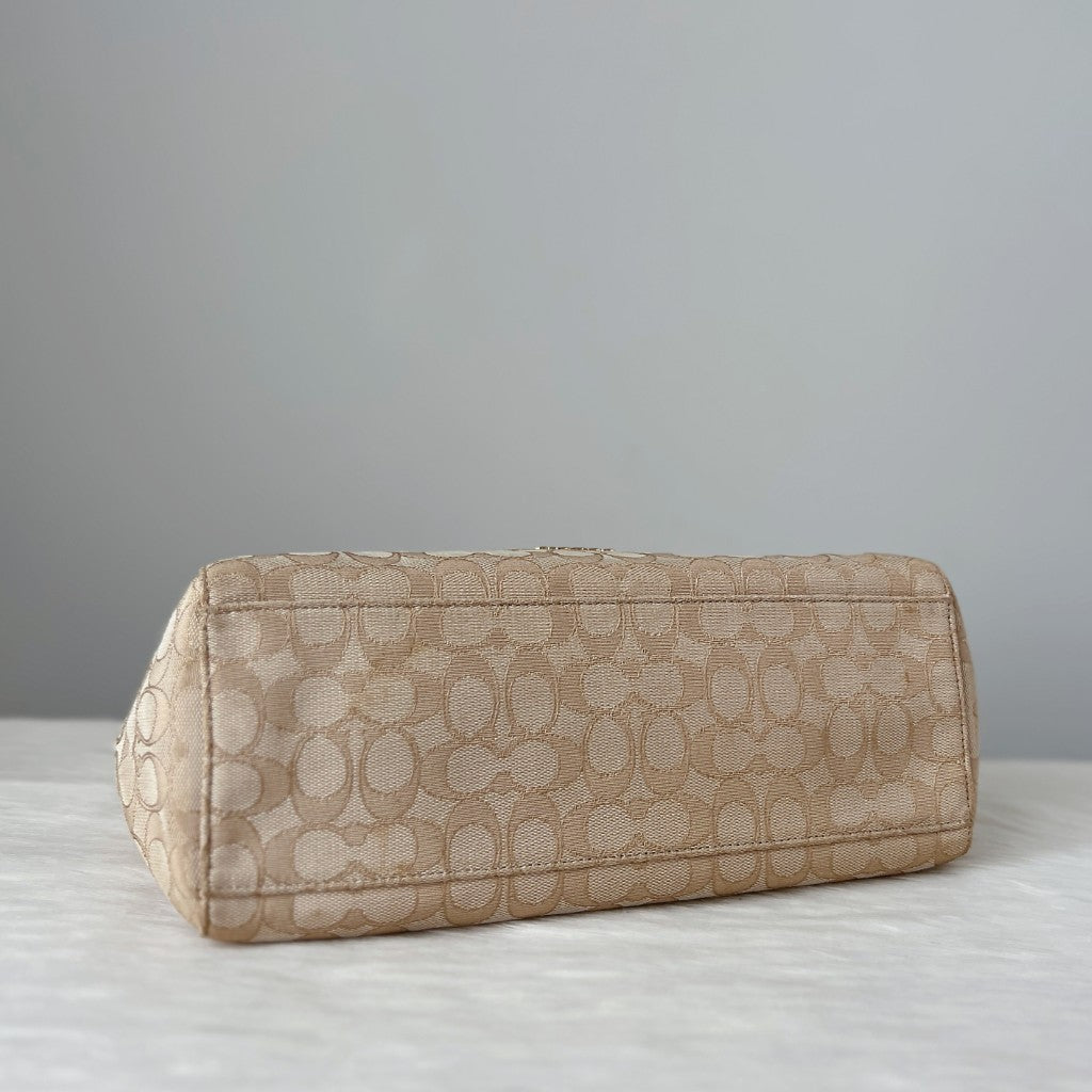 Coach Creamy Leather Monogram Slouchy Shoulder Bag Excellent