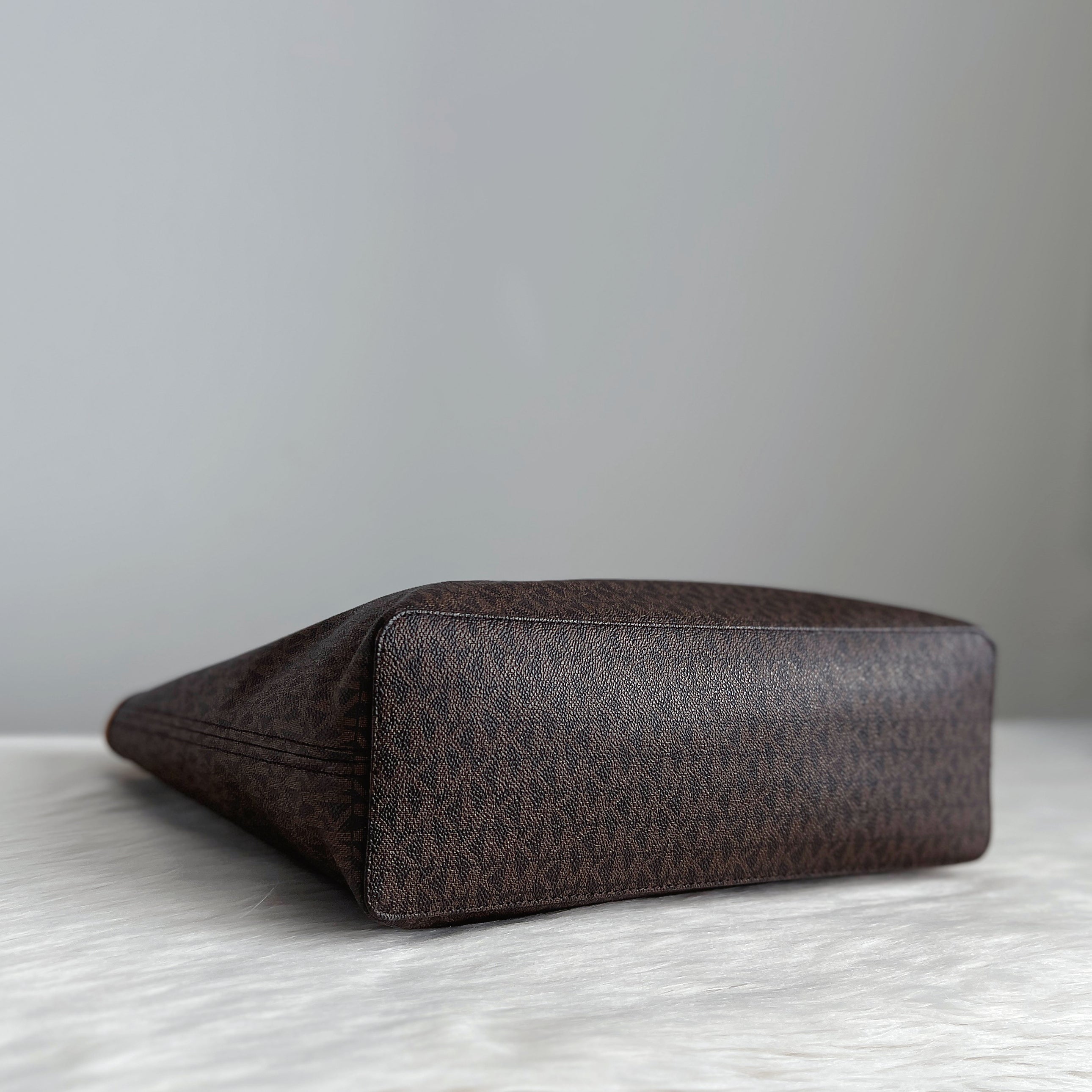 Michael Kors Caramel Leather Monogram MK Charm Shoulder Bag Excellent