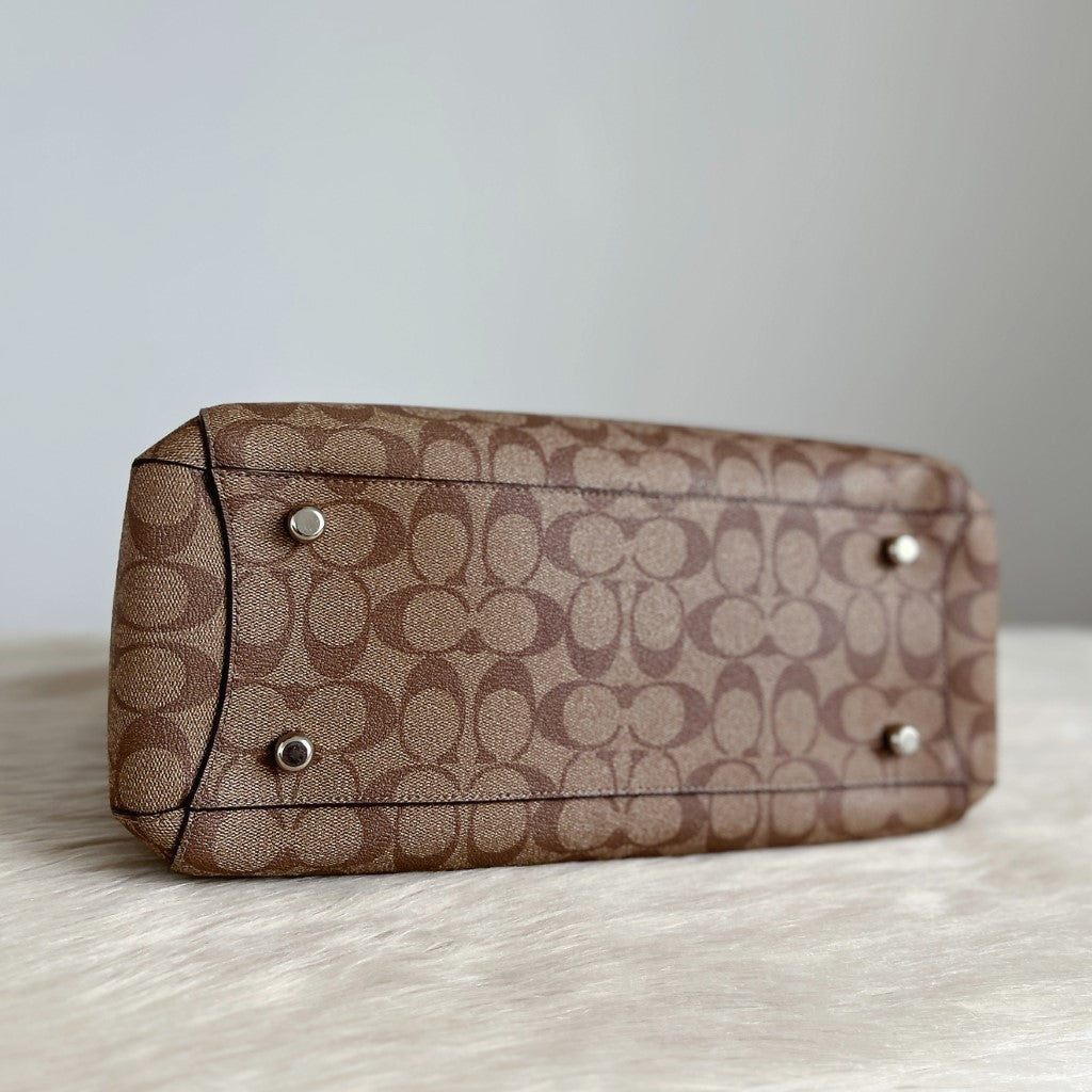 Coach Pink Leather Monogram Triple Compartment 2 Way Shoulder Bag Like New