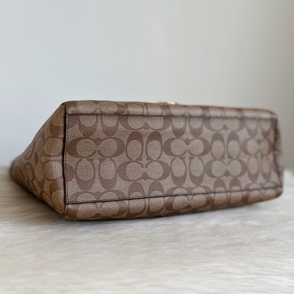 Coach Caramel Leather Monogram Slouchy 2 Way Shoulder Bag Excellent