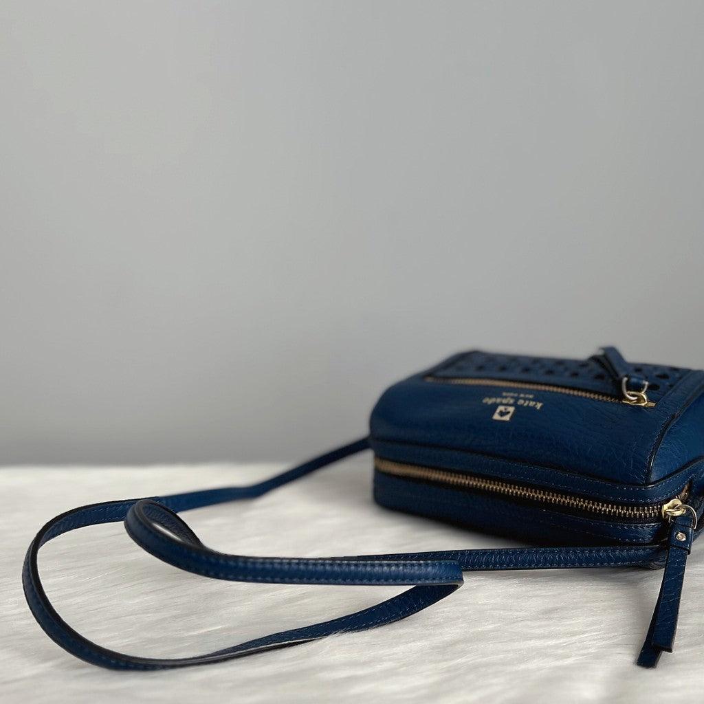 Kate Spade Navy Leather Front Detail Shoulder Bag Like New