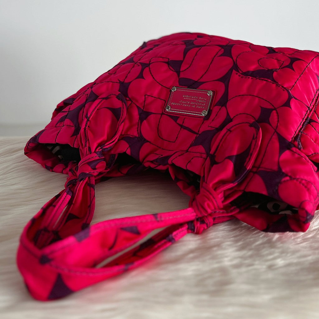 Marc Jacobs Fuchsia Floral Pattern Shopper Shoulder Bag Excellent