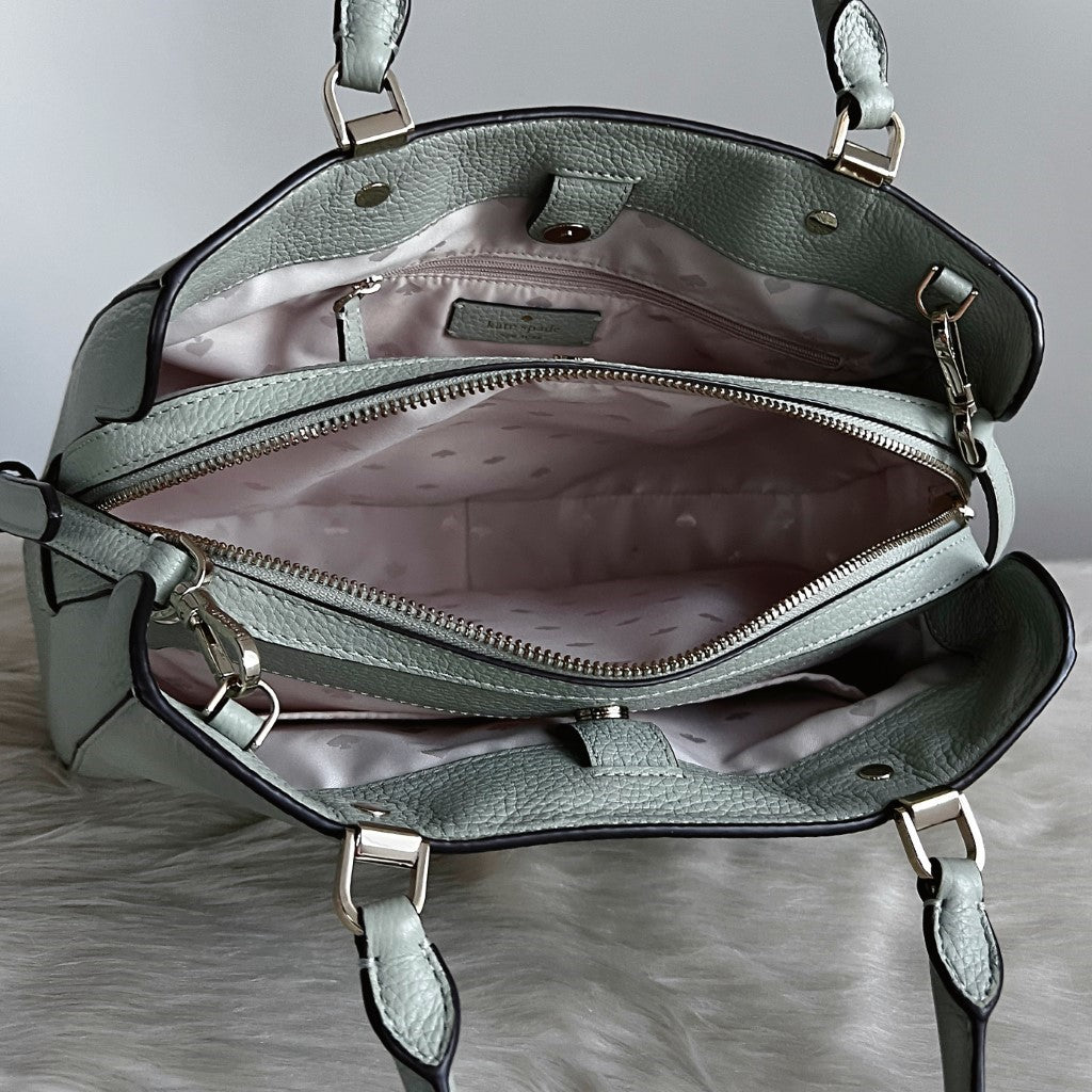 Kate Spade Mint Leather Triple Compartment 2 Way Shoulder Bag Like New