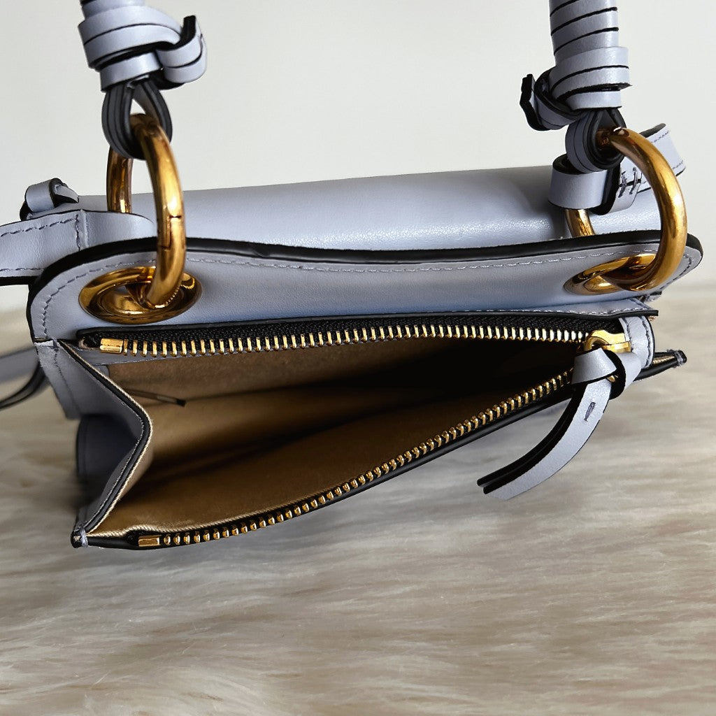 See by Chloe Light Blue Leather Double Compartment 2 Way Shoulder Bag Like New