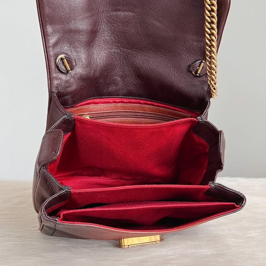 Bally Gradient Leather Chain Detail Triple Compartment Shoulder Bag